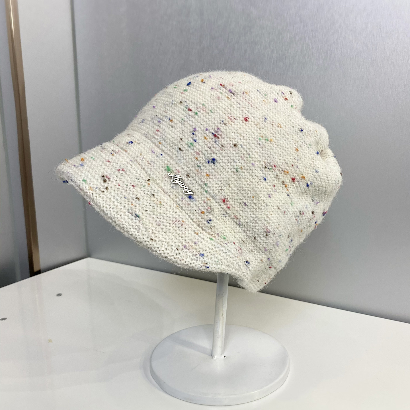 韩版混色针织鸭舌堆堆帽女秋冬宽松版大头围可戴保暖护耳帽套头帽