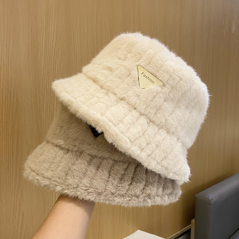 韩版保暖毛绒渔夫帽女秋冬显脸小
