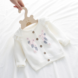 女童洋气开衫2025春秋装6月婴儿毛衣外套1-3岁新生宝宝针织衫纯棉