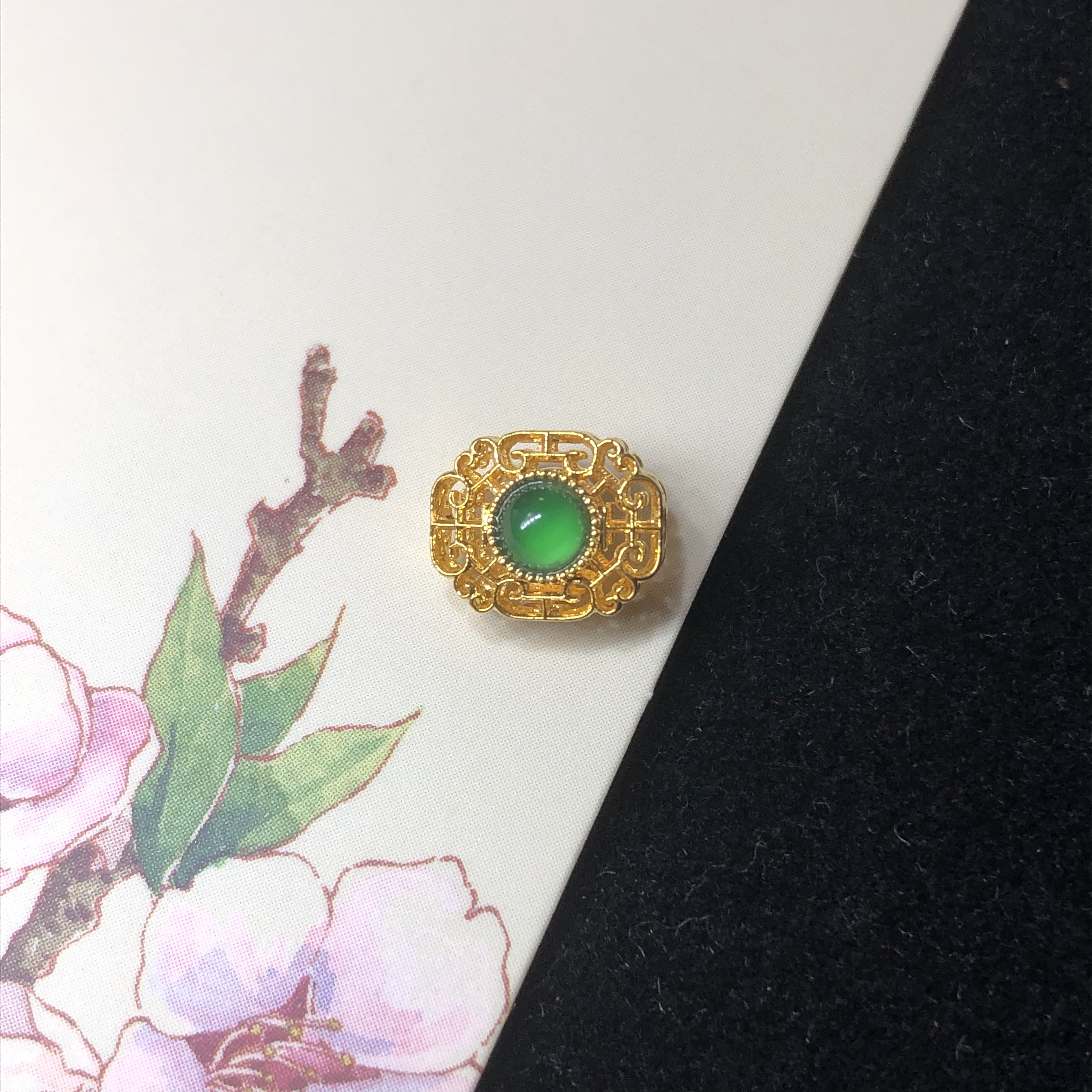 18k金配件diy古法黄金镶嵌翡翠葫芦吊坠隔珠18k金配饰手链手串18k