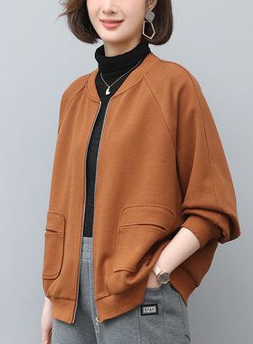 拉链卫衣外套女春秋季开春新款韩版休闲中年妈妈棒球服运动上衣厚
