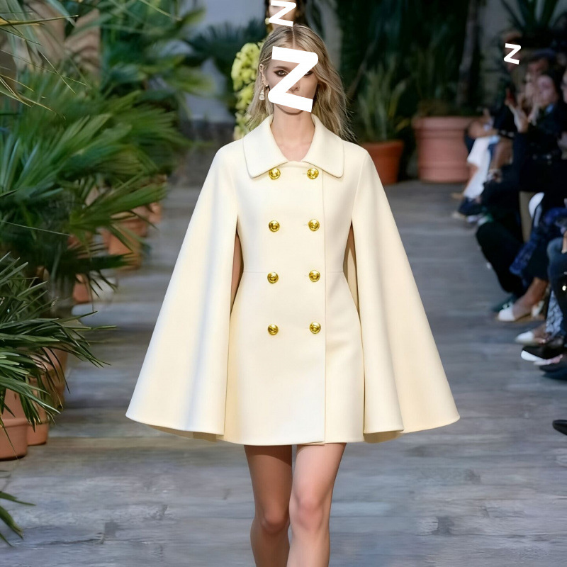 富家千金高级感斗篷毛呢外套宽松日系秋冬装大衣宴会穿新款