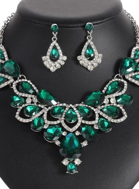 首饰网红女个性欧美风项链套装结婚饰品婚纱晚礼服配饰宴会首饰