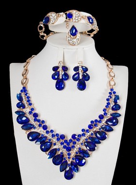 女锁骨礼服晚宴配饰宝石项链耳环