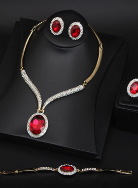 首饰精品大宝石四件套热卖项链