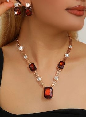 晚宴礼服珍珠配饰合金四件套项链耳环套装爆款套装个性装饰网红女