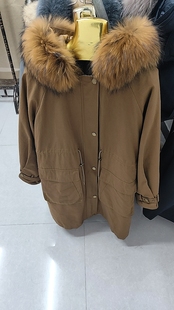 派克服女长工装韩版皮草外套女大衣獭兔内胆可拆卸外壳皮毛一体冬