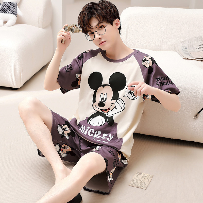 睡衣男夏季2022年新款纯棉短袖薄款款式青年夏天家居服套装可外穿