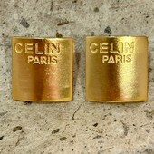 法式 复古celi几何方块耳钉中古vintage黄铜港风磨砂金耳饰