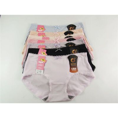 彩田超薄蕾丝边抗菌内裤3条包邮