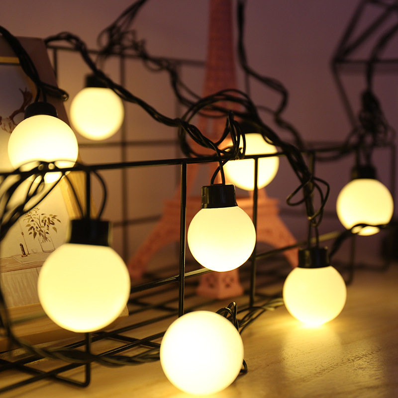 5厘米黑线圆球灯户外庭院全防水圣诞节日装饰灯彩灯