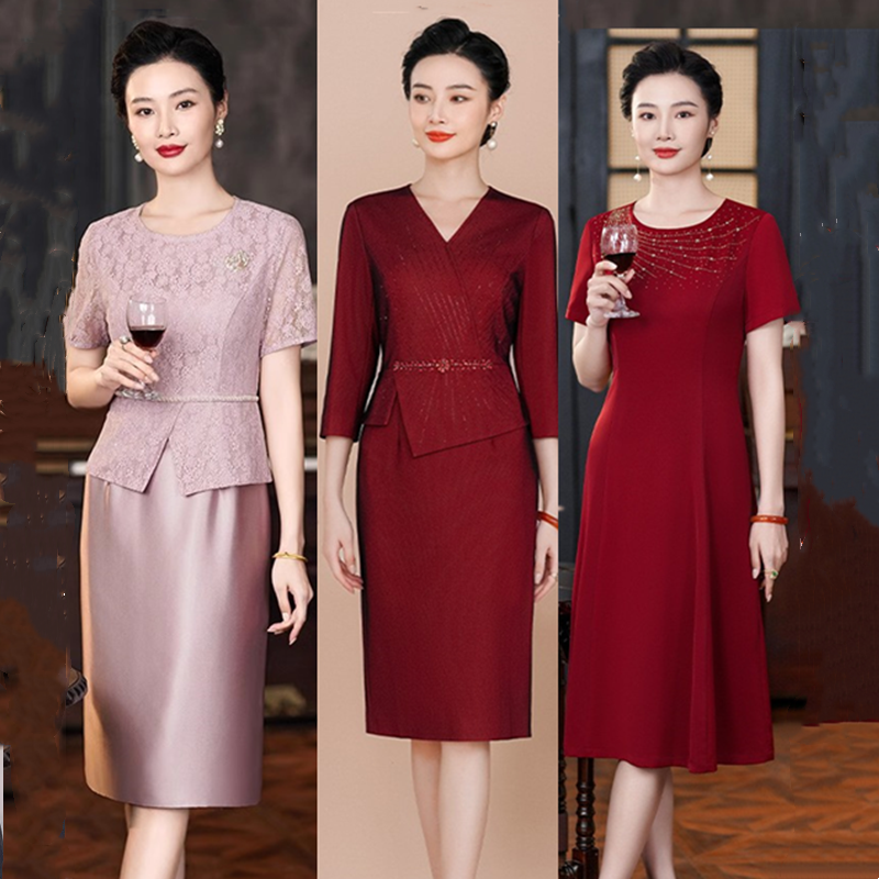 年轻款高贵裙子旗袍洋气时尚喜婆婆婚宴装妈妈婚礼服连衣裙女春夏