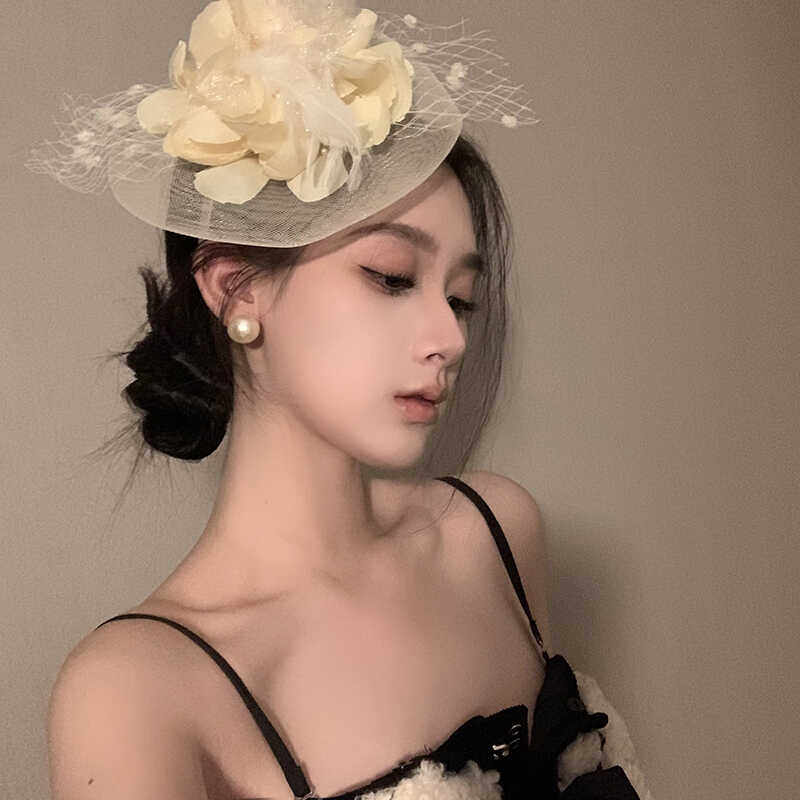 法式小众赫本风小礼帽潮流前线高端时尚百搭帽子自带高级感面纱帽