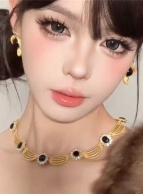 复古欧美风波浪几何项链耳环