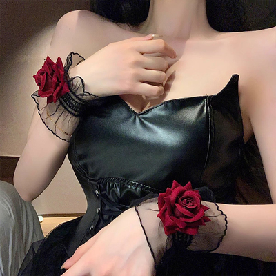 暗黑系lolita哥特少女玫瑰手套