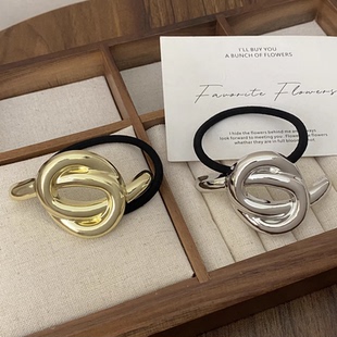 欧美夸张金属时尚圆环发圈女圆形装饰百搭发绳简约百搭高级感头饰