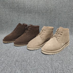 马丁靴男英伦翻毛皮中帮皮鞋商务休闲反绒男士真皮沙漠加绒短靴