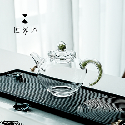 伍家坊青岚繁灯壶水晶高硼硅玻璃泡茶壶简约内推孔茶壶手工功夫茶