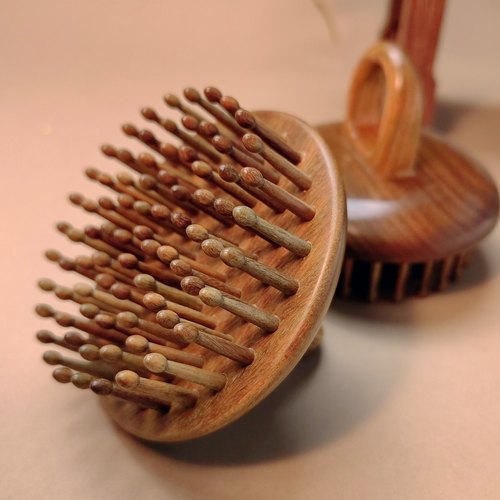 檀翁玉檀指环梳插齿经穴按摩梳