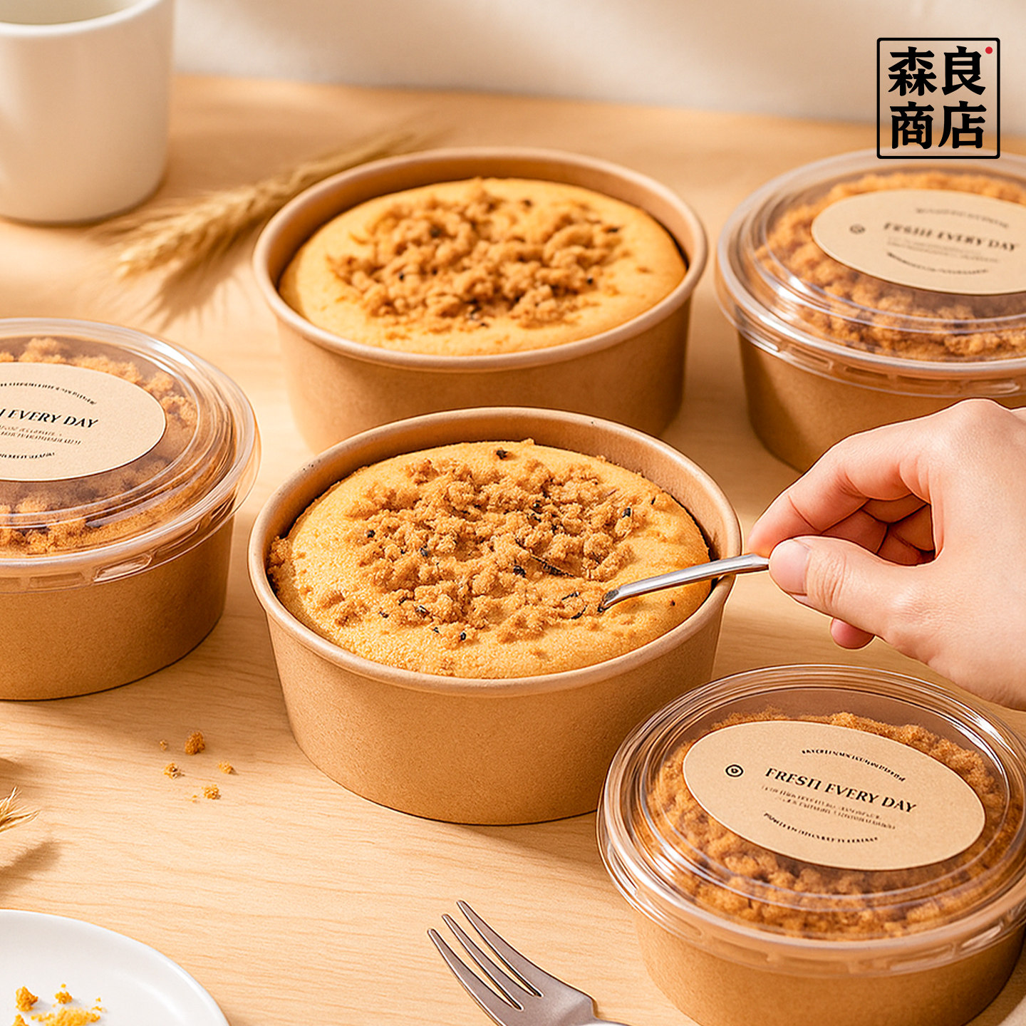 戚风蛋糕胚模具一次性碗袋纸碗6六寸4盒子千层包装盒纸盒纸托打包