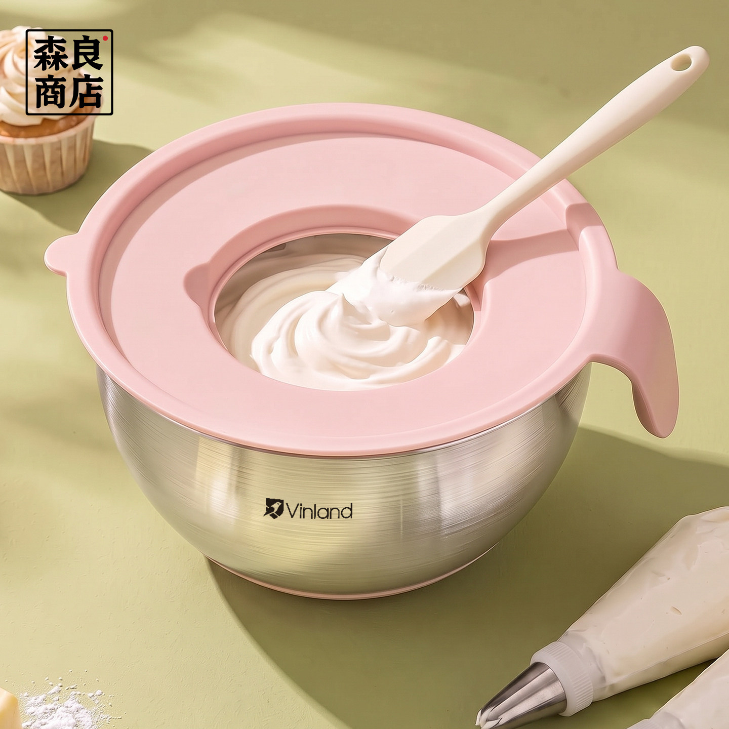 日本304不锈钢盆烘焙工具加深打蛋碗揉面和面奶油专用烘培打发盆