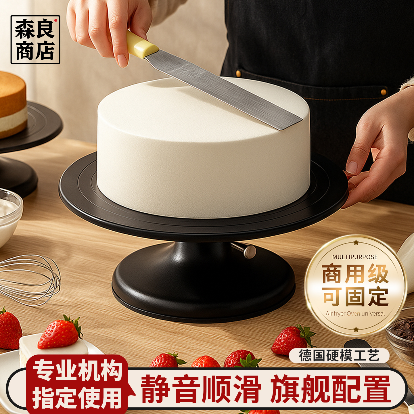 蛋糕转盘裱花台烘焙工具套装铝合金托盘旋转抹面家用商用裱花转台