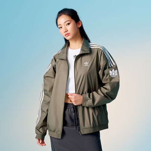 Adidas/阿迪达斯外套情侣款复古立领运动上衣夹克秋季外套JI7534