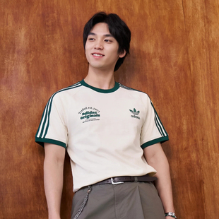 Adidas阿迪达斯三叶草 男女运动休闲潮流复古侧条纹短袖T恤IU0217