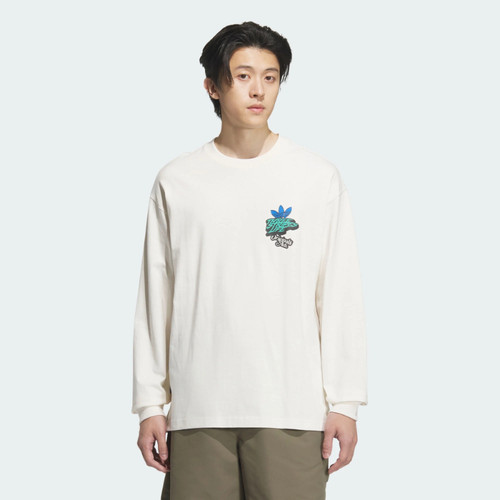 断码特卖Adidas/阿迪达斯正品男纯棉印花运动长袖圆领T恤JL7500