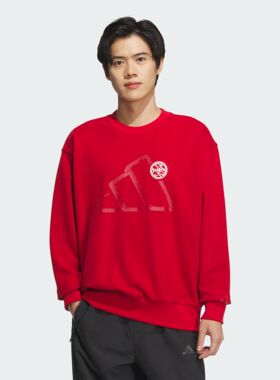 Adidas阿迪达斯卫衣男子秋季新款舒适蛇年新年款休闲套头衫JM1003