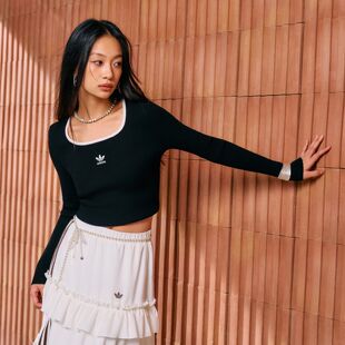 Adidas阿迪达斯三叶草复古穿搭针织运动上衣紧身方领套头衫JM8052