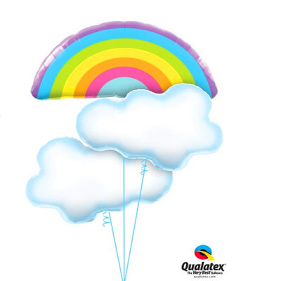 云朵彩虹铝箔气球美国Qualatex进口铝膜气球装饰布置宝宝生日用品