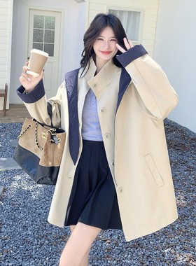 连帽风衣女中长款2025秋季新款女装春秋外套2C227/3311/P185K258