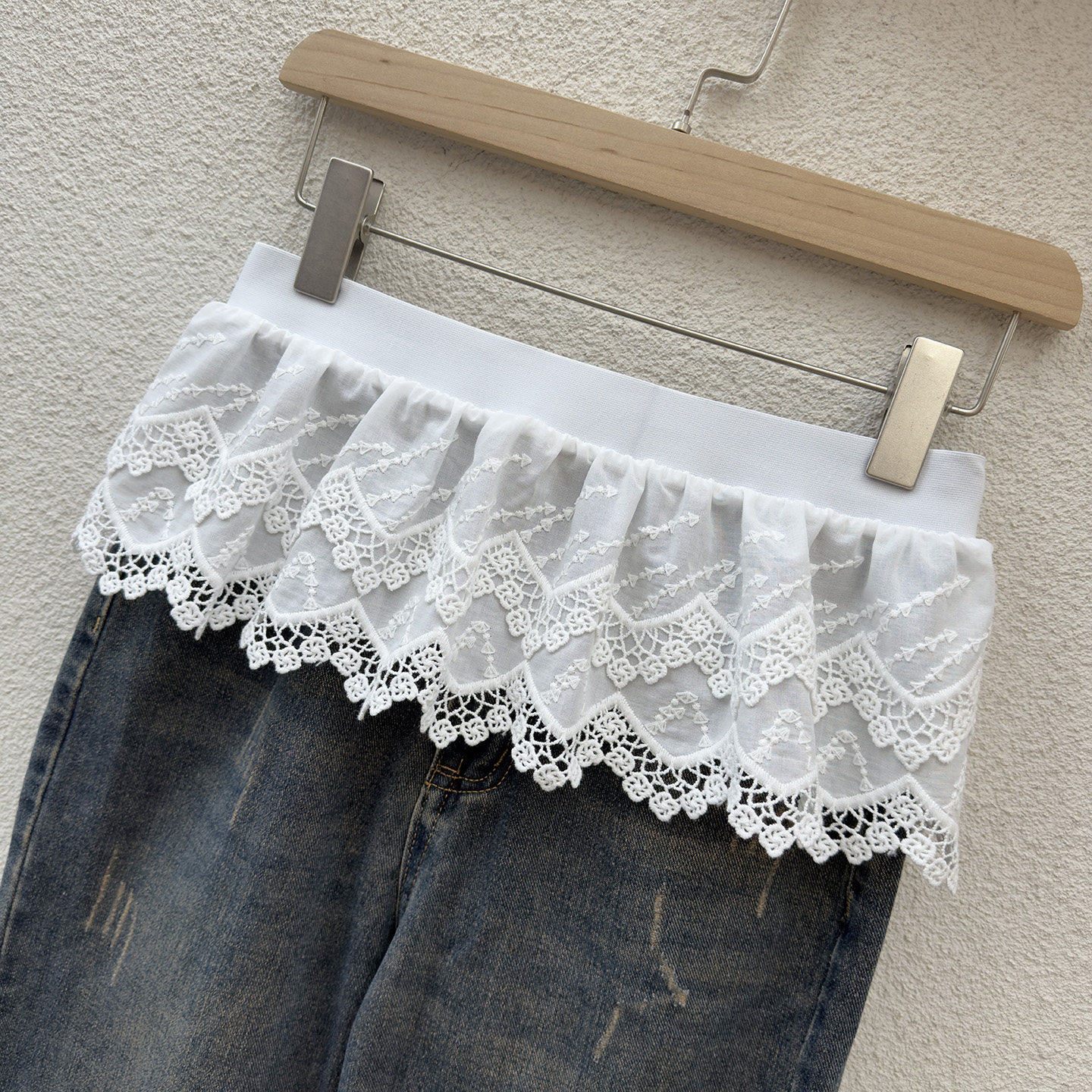 蕾丝屁帘加长下摆遮胯超短裙叠穿衬裙法式少女风裙帘花边半身短裙