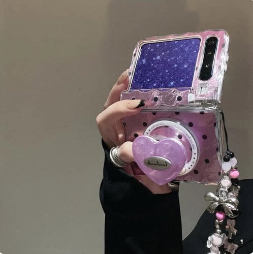 适用华为PuraX折叠屏手机壳小米MixFlip壳膜一体Pocket2波点三星zflip7女6磁吸支架oppon3flip包中轴5手链FE