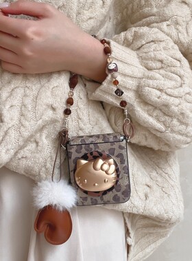 适用华为PuraX折叠屏手机壳小米MixFlip2荣耀MagicVFlip2壳膜一体摩托罗拉50三星zflip7FE磁吸支架KT猫手链60