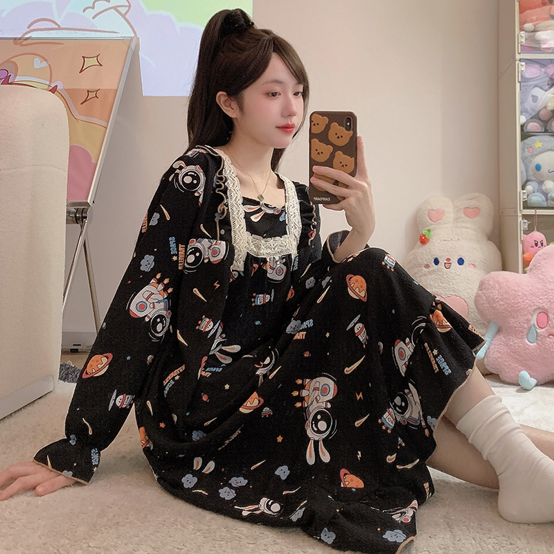 秋冬长袖裙中长款宽松大码