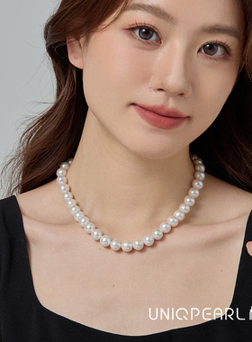 柚白 天然淡水爱迪生珠串9-11mm正圆极强光高性价比大珍珠项链