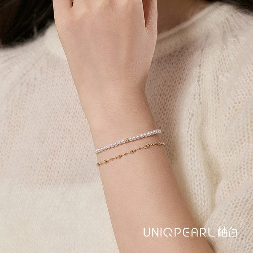 【星聚】柚白 18K金仙女链素金手链通勤碎金可叠戴氛围感爆闪链