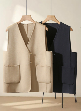 喜尚妮 2502款大码羊毛无袖大衣马夹马甲