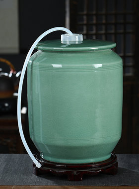 景德镇陶瓷水缸10/20/50斤装家用纯净水桶泡茶储酒油罐热抽水壶