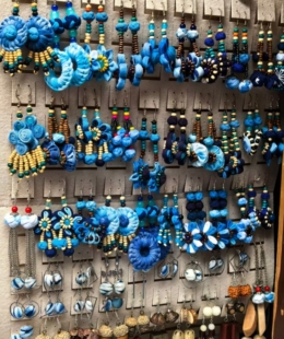 民族风特色手工扎染蓝染布艺花朵耳环个性 耳饰旅游拍照配饰饰品