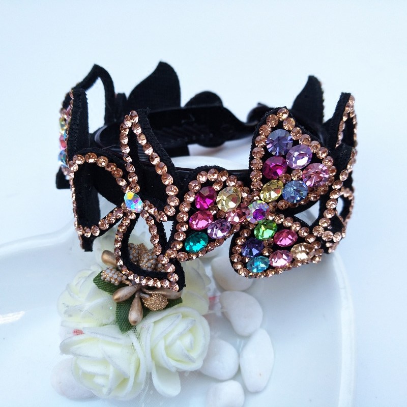 丸子头盘发器韩版发饰水钻头花发圈花苞头发夹马尾扣盘发卡子头饰