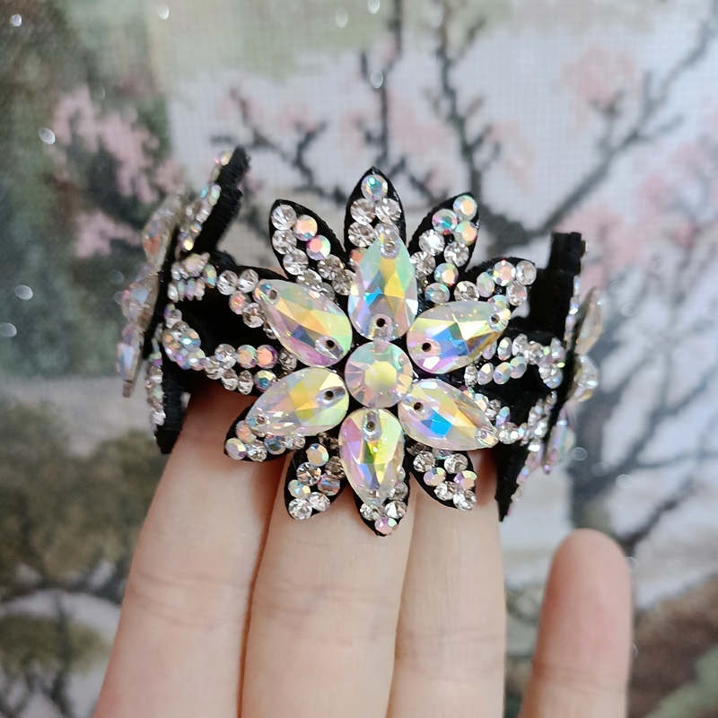 水钻艺术体操花样滑冰比赛花朵发圈皮筋柔软头发饰RG女孩皇冠饰品