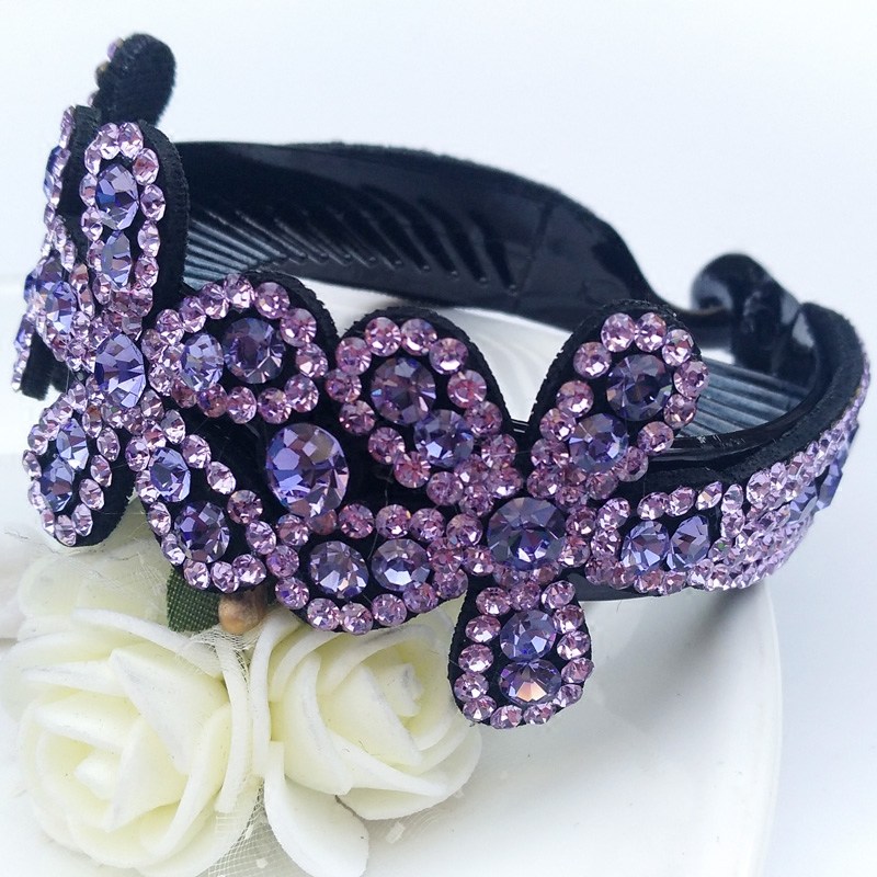 韩版水钻花朵发圈丸子头盘发器头发饰品花苞头成人发夹扭夹发卡子