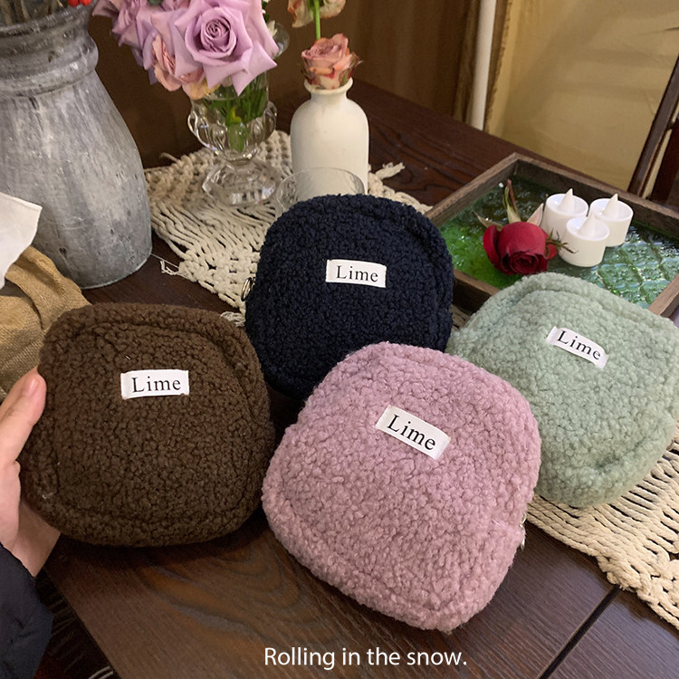 随身小包可爱羊羔毛化妆包小巧便携口红杂物收纳补妆小方包ins风,收纳整理,化妆包,淘宝优惠券,粉丝福利购,淘宝优惠卷