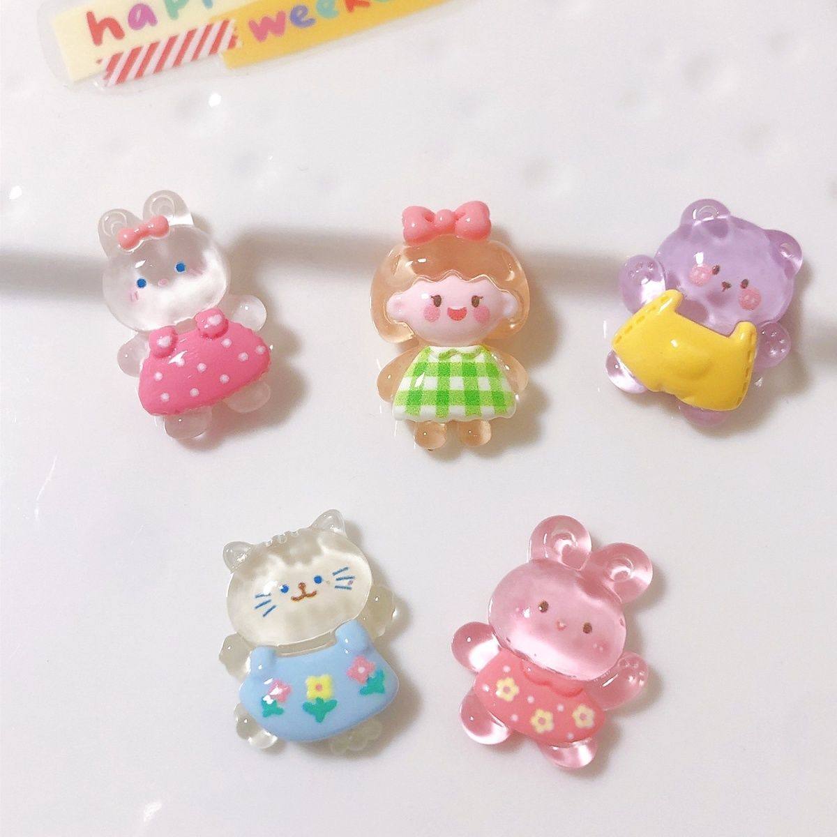 冰冰兔子女孩树脂饰品配件奶油胶手机壳发夹发饰水杯冰箱贴材料