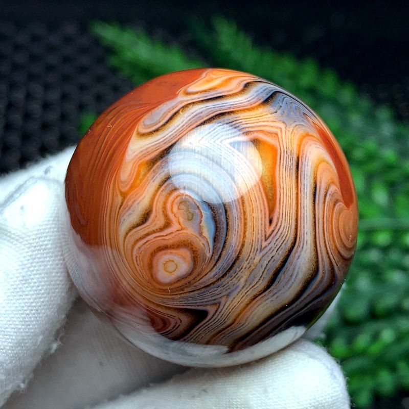 高端纯天然玛瑙玉髓碧玉原石缠丝花纹红玛瑙球摆件水晶送底座80