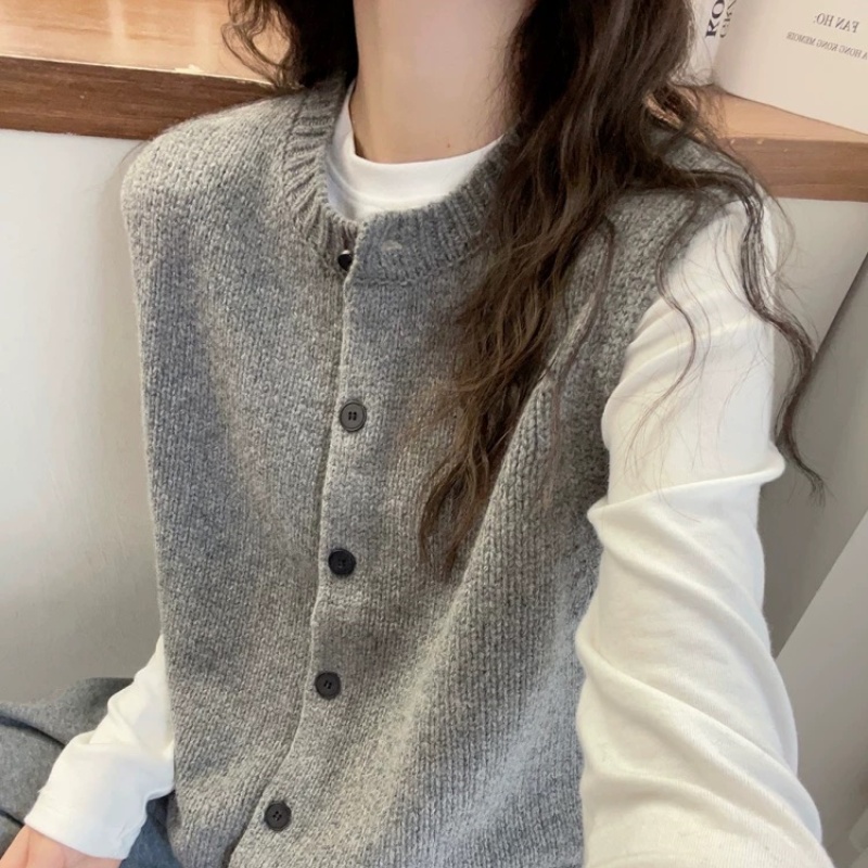 2025秋冬新款圆领羊毛马甲女