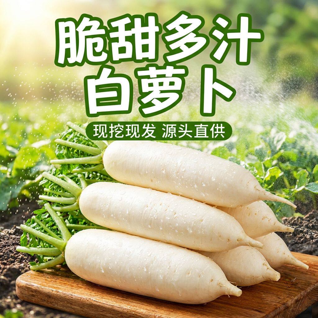 【现货】湖北白萝卜新鲜农家现挖白肉萝卜生吃脆甜火锅泡菜大萝卜